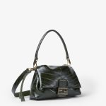 FENDI Mamma Baguette Medium Forest green inlaid hagfish leather bag - Image 5